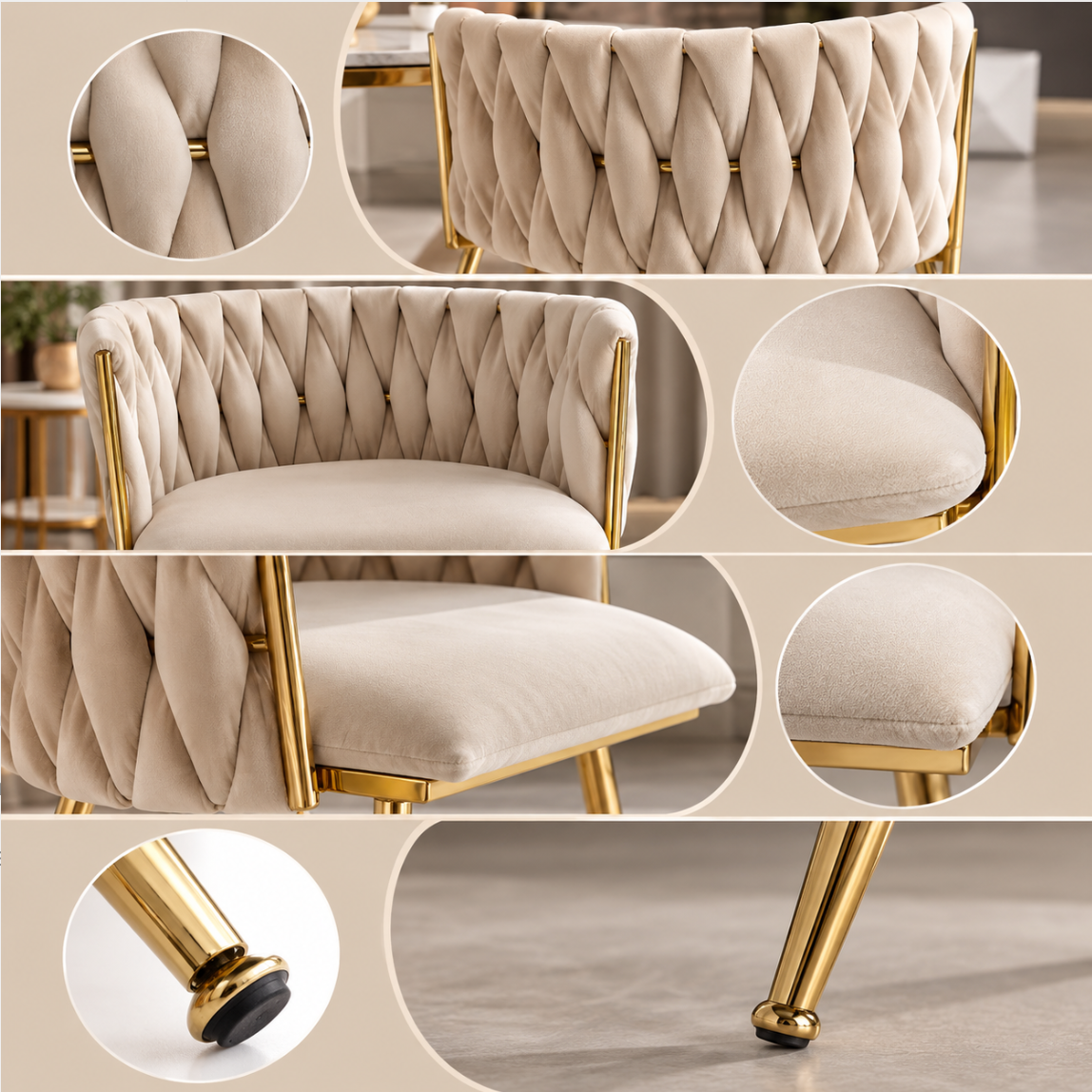 Chaises Velours Dorée – vue 7