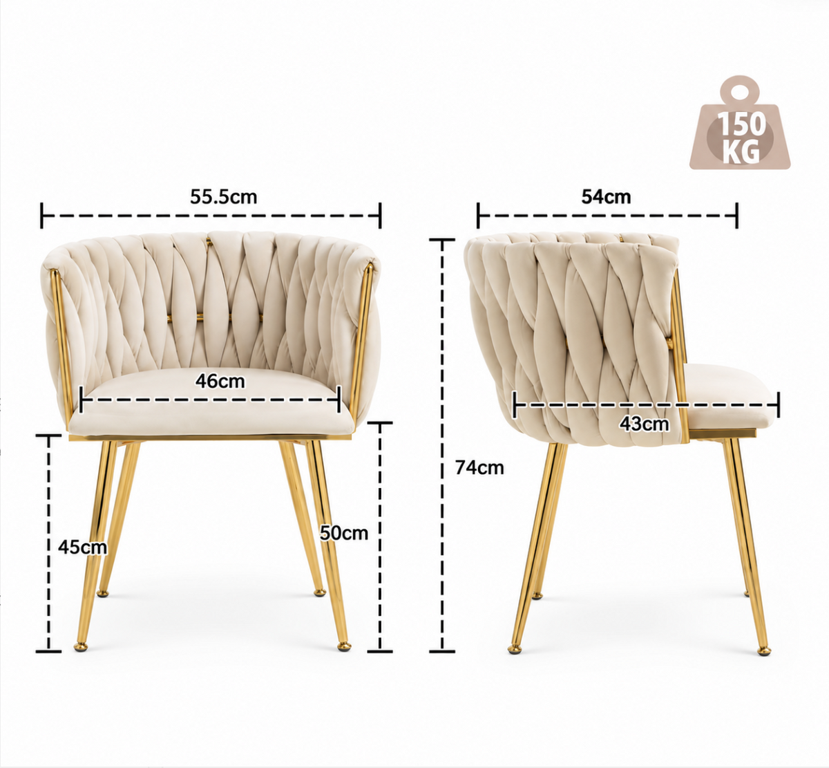 Chaises Velours Dorée – vue 6