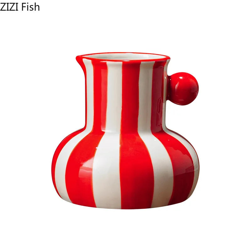 Vase en céramique rayé coloré – vue 6
