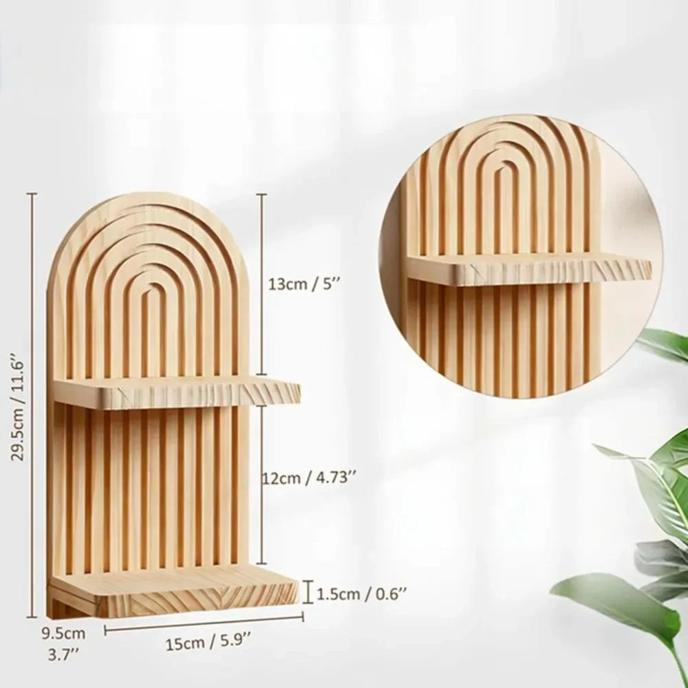 Lot de 2 étagères murales demi-lune en bois – vue 3