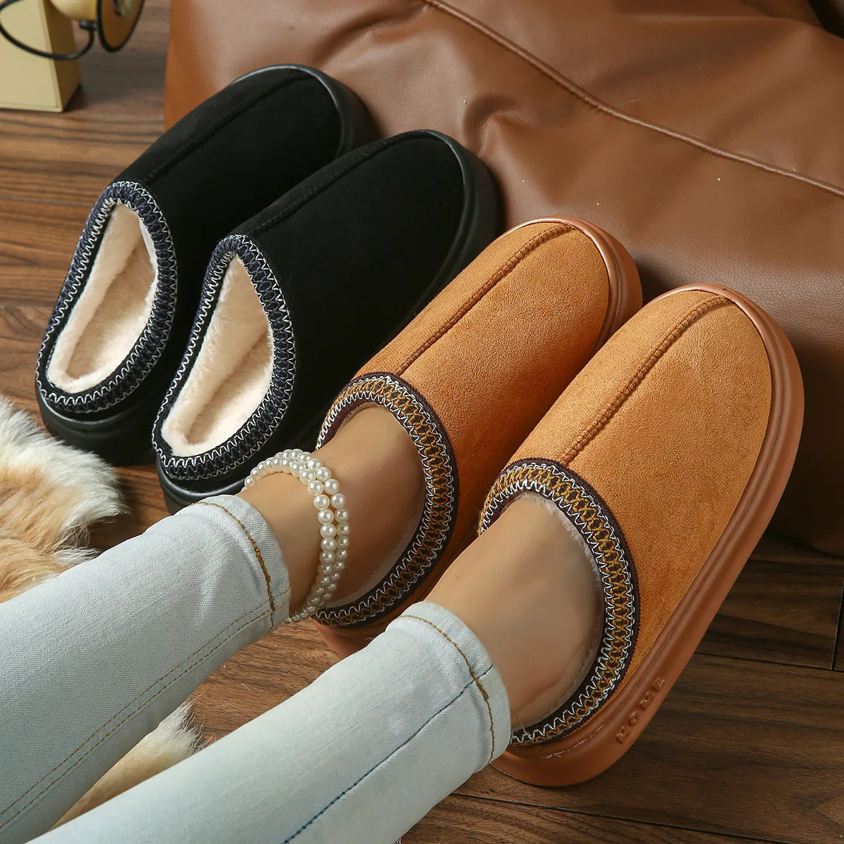 Chaussons d'intérieur en suédine