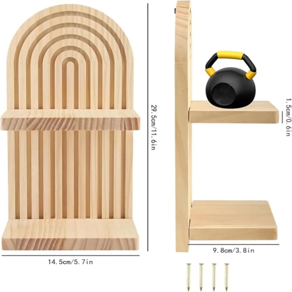 Lot de 2 étagères murales demi-lune en bois – vue 8