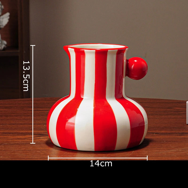 Vase en céramique rayé coloré – vue 8
