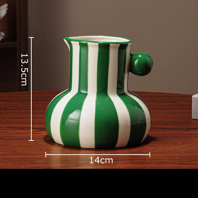 Vase en céramique rayé coloré – vue 7