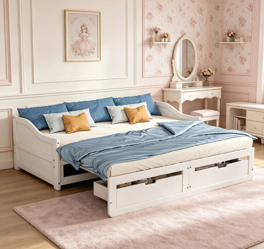 Lit banquette extensible ouvert en lit double 180 × 200 cm