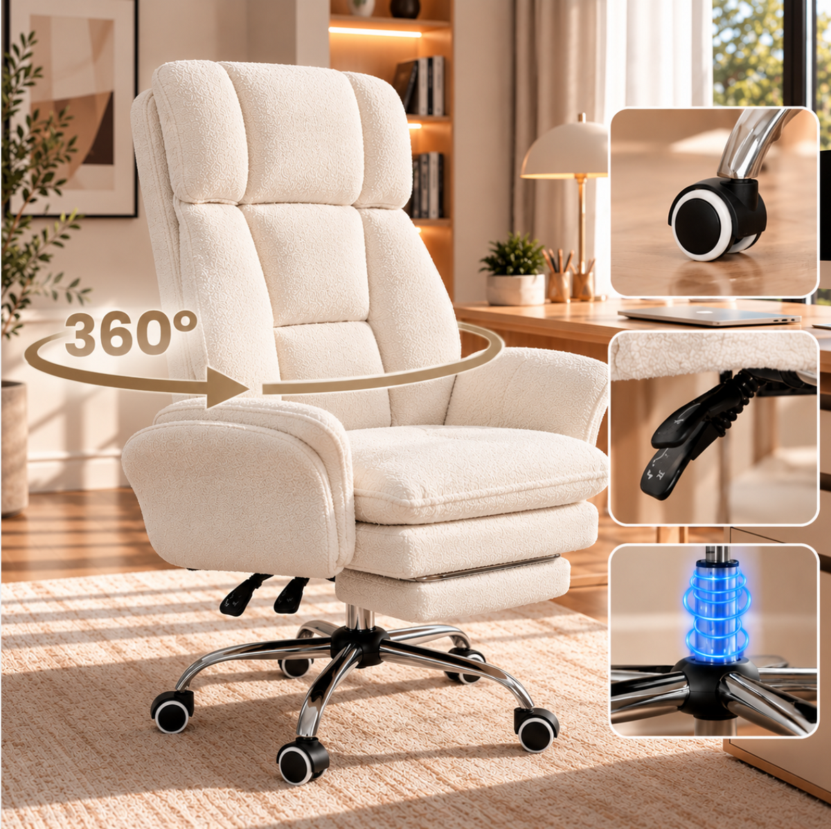 Fauteuil de Bureau Ergonomique avec Repose-Pieds – vue 11