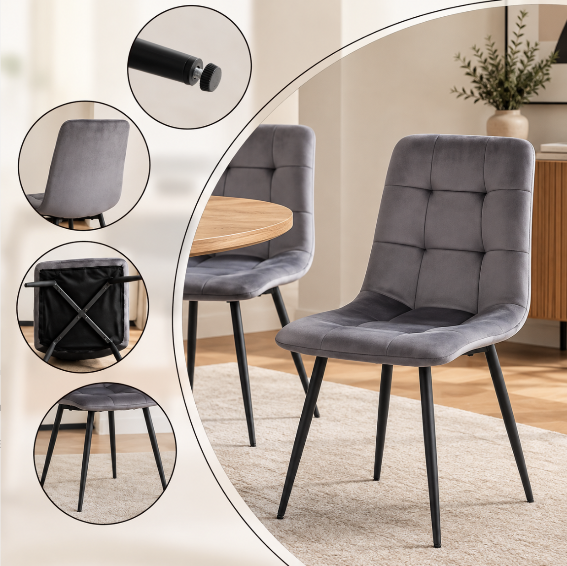 Chaises Velours Moderne – vue 8
