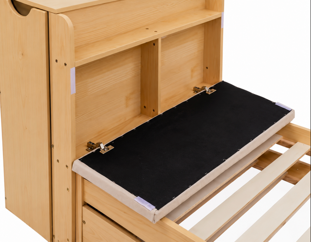 Cadre de lit gigogne 90 × 200 cm convertible en 180 × 200 cm - Tête de lit bibliothèque – vue 3