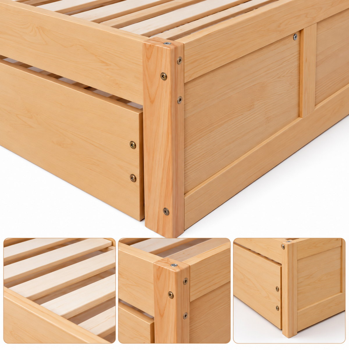 Cadre de lit gigogne 90 × 200 cm convertible en 180 × 200 cm - Tête de lit bibliothèque – vue 4