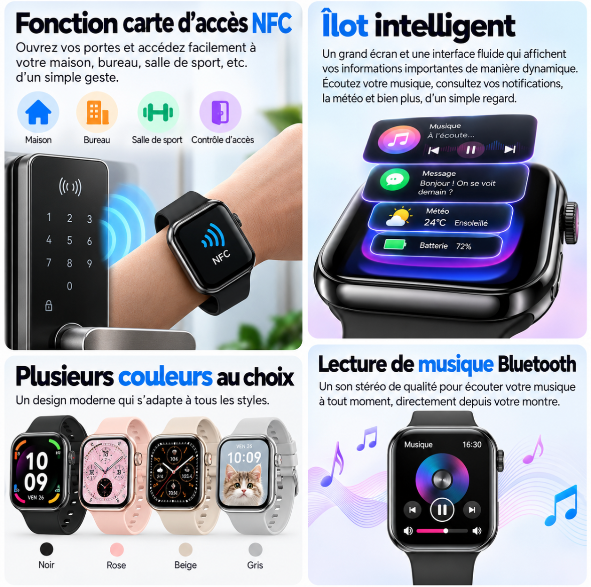 Montre connectée - Appels Bluetooth, suivi santé et sport – vue 4