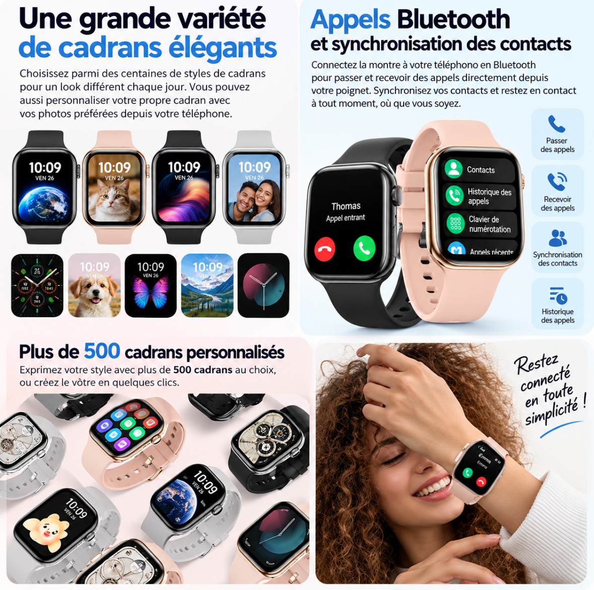 Montre connectée - Appels Bluetooth, suivi santé et sport – vue 7