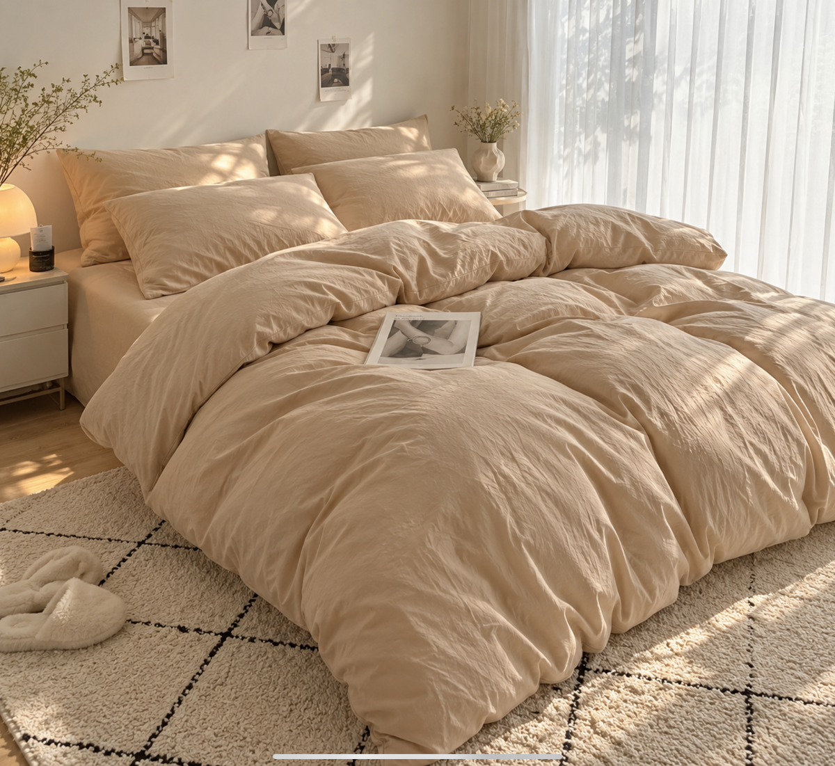Parure de lit en coton uni – vue 10
