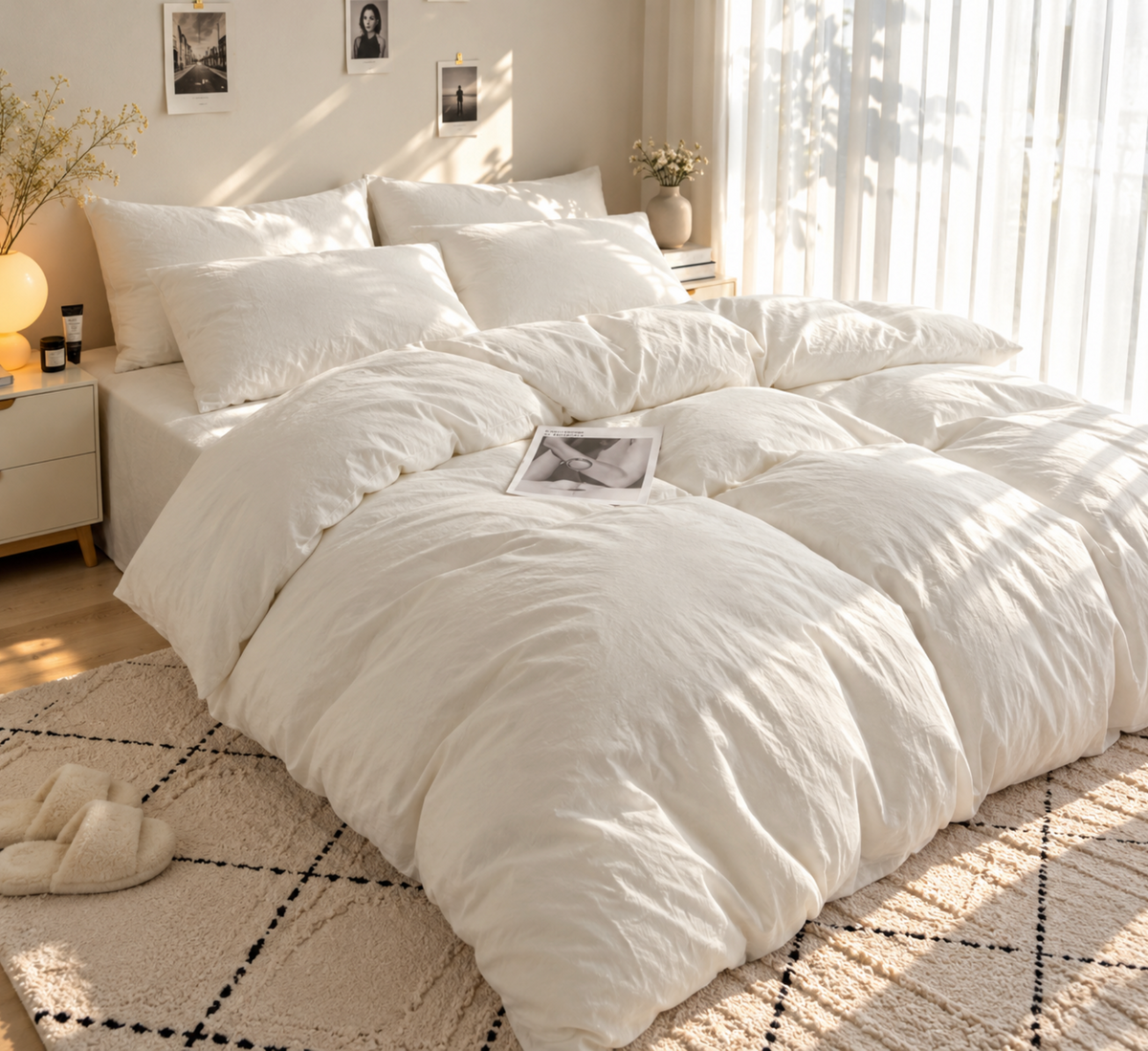 Parure de lit en coton uni – vue 13