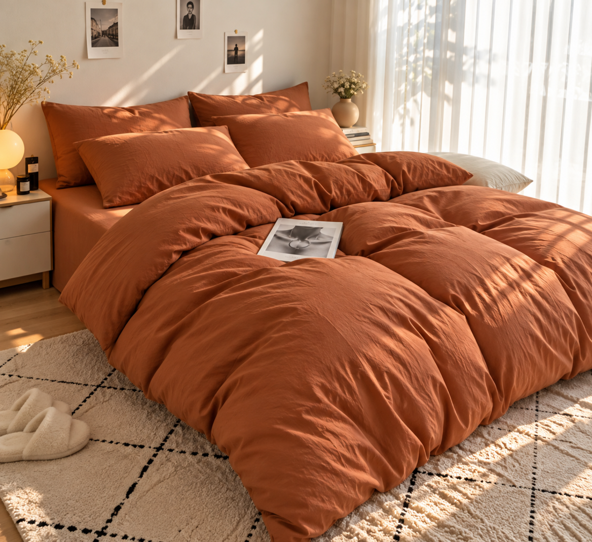 Parure de lit en coton uni – vue 11