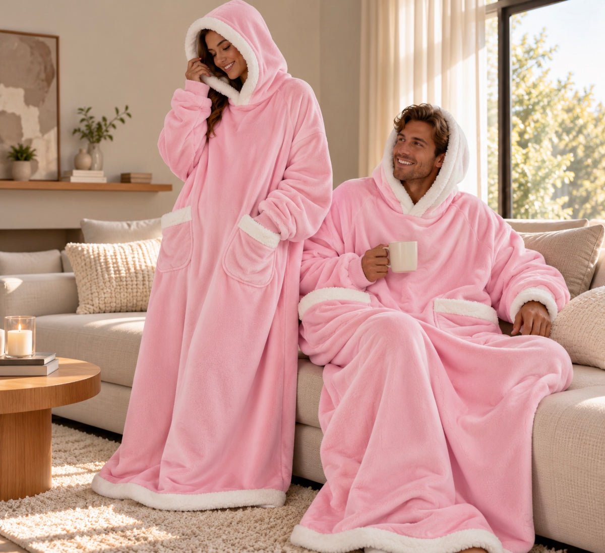 Plaid à manches et capuche en flanelle polaire – vue 3