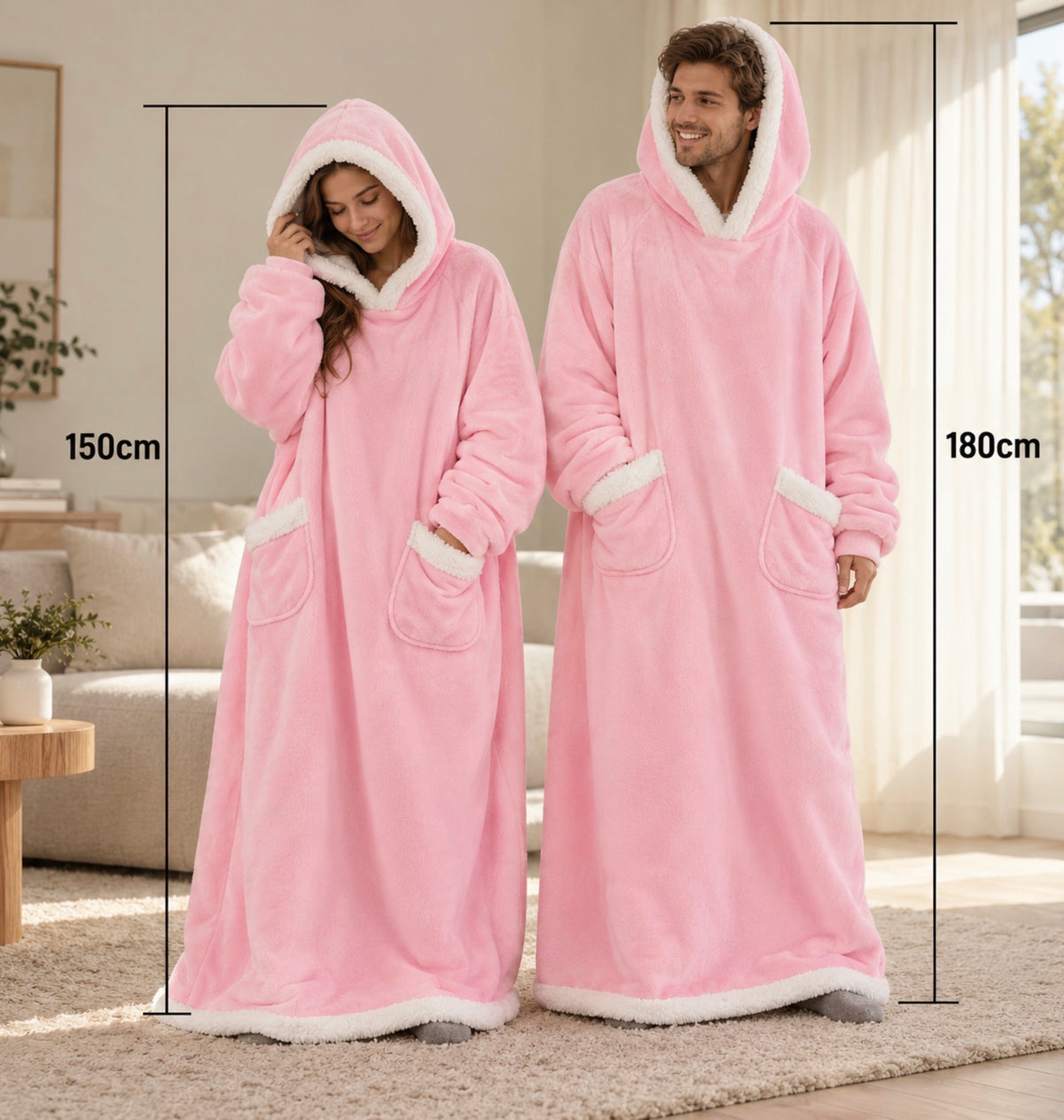 Plaid à manches et capuche en flanelle polaire – vue 5