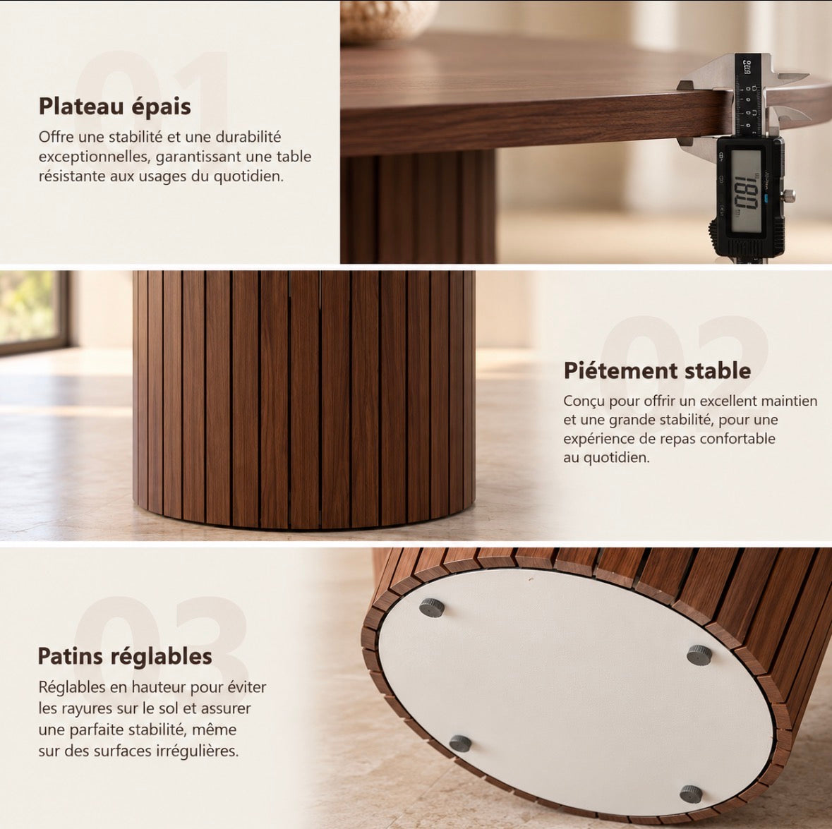 Table à Manger Ronde Bois Design – vue 4
